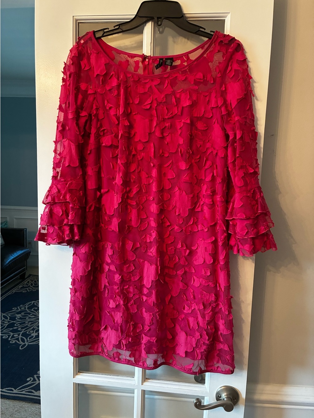 Women’s Fuchsia Floral Appliqué Shift Dress